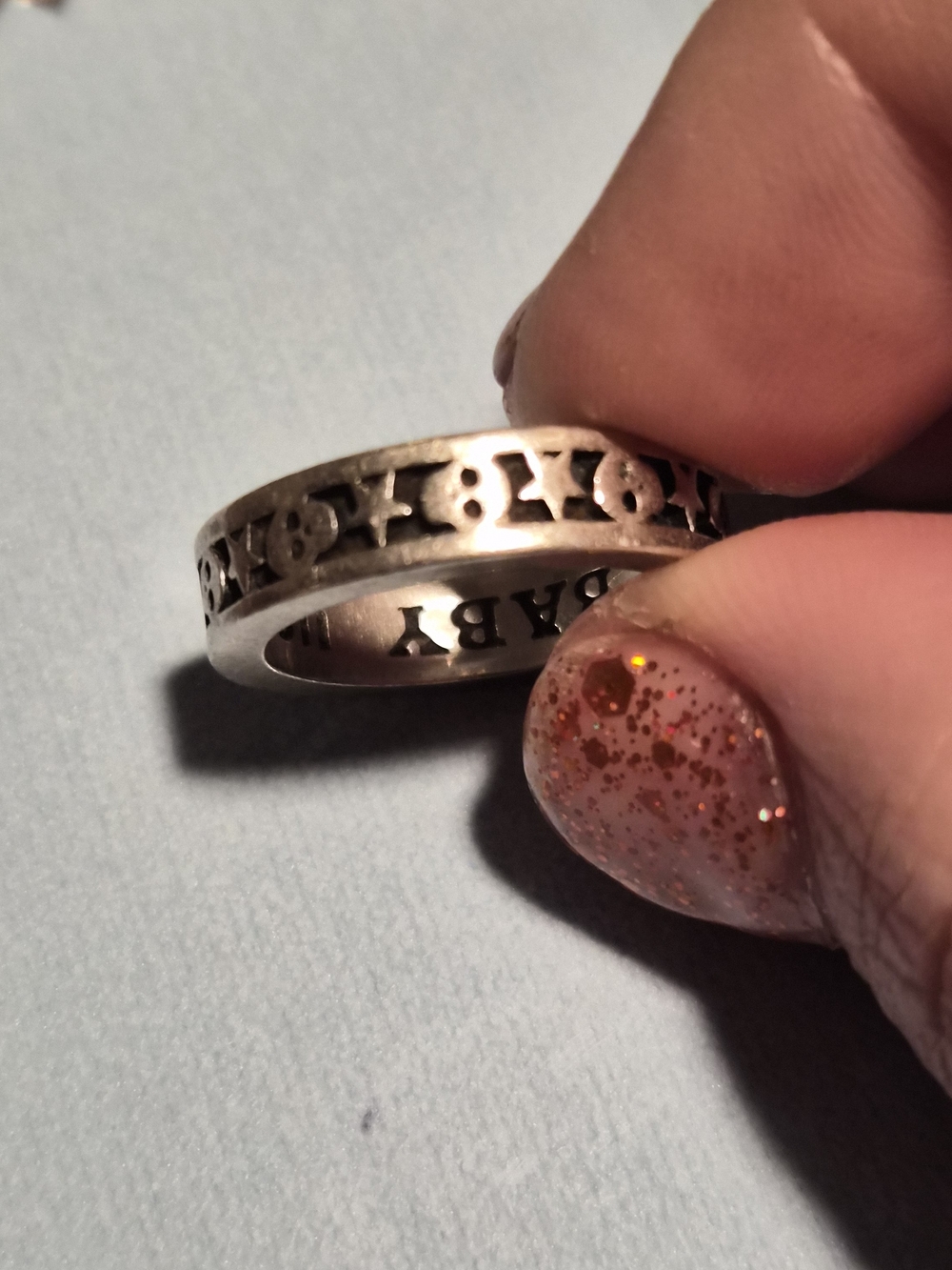King Baby Studio Stackable Skull and Star Ring Size 6